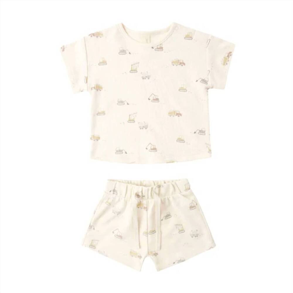 NEW QUINCY MAE baby boys frankie set in construction trucks